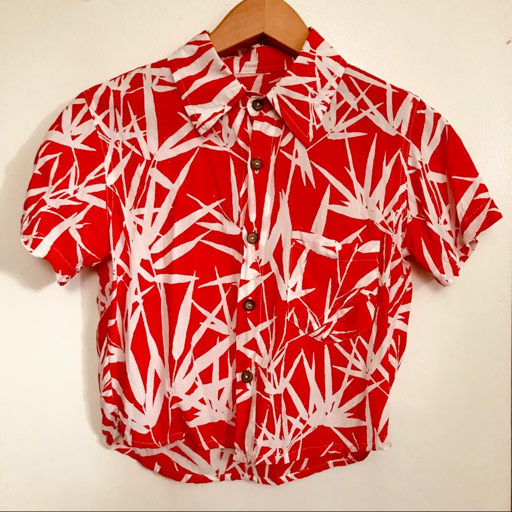 Cropped button down shirt XS